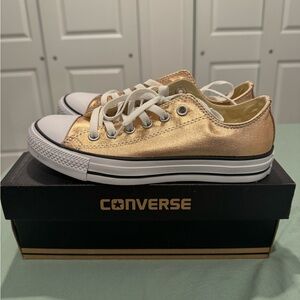 Converse Gold Sneakers Low Top Metallic Style with White Accents